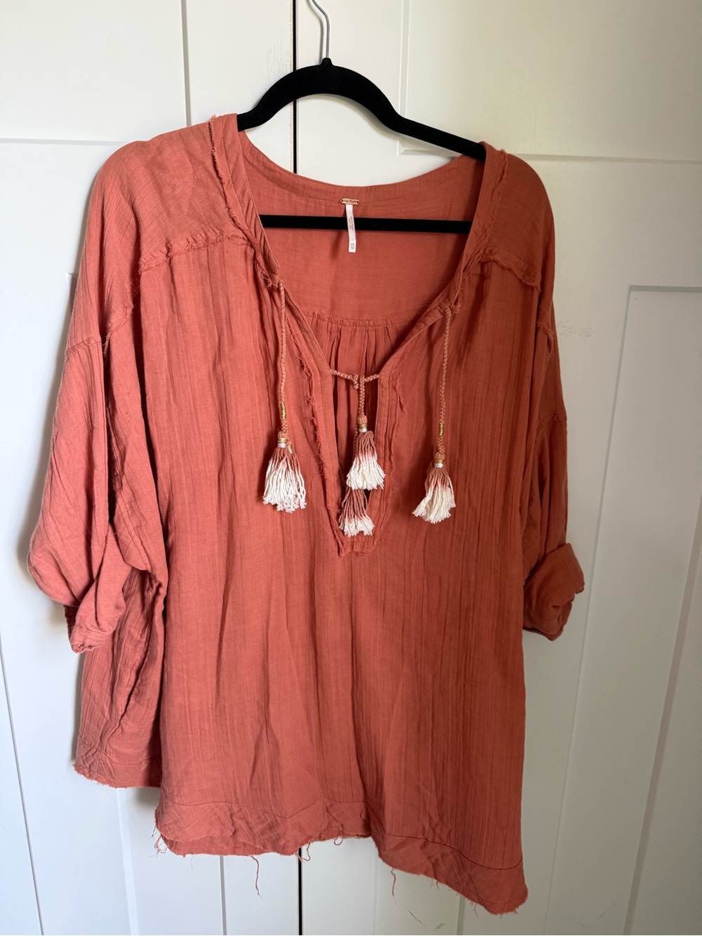 Free People Rust Tassel Tunic with pockets. Breezy and comfortable. XS. EUC. - Picture 2 of 8